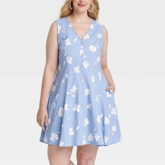 NWT🩵🤍Mini A-Line Dress - Picture 3 of 7